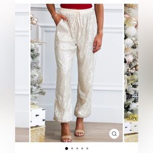 Main Strip Sequin Champagne Pants